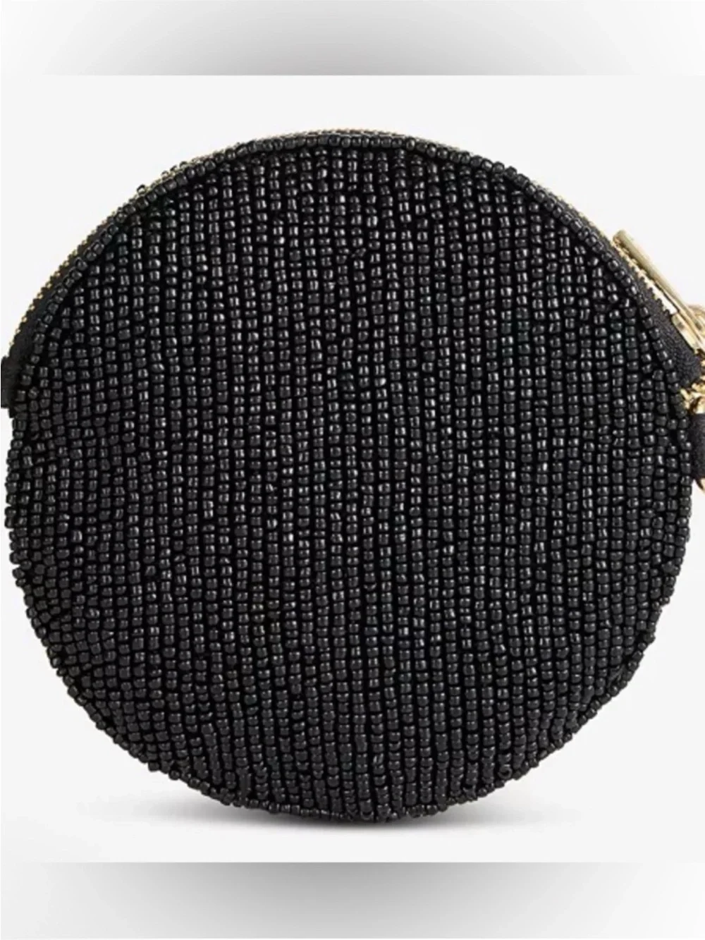 On 34th Black Beaded Red Floral Sequin Round Wristlet Coin Purse NWT